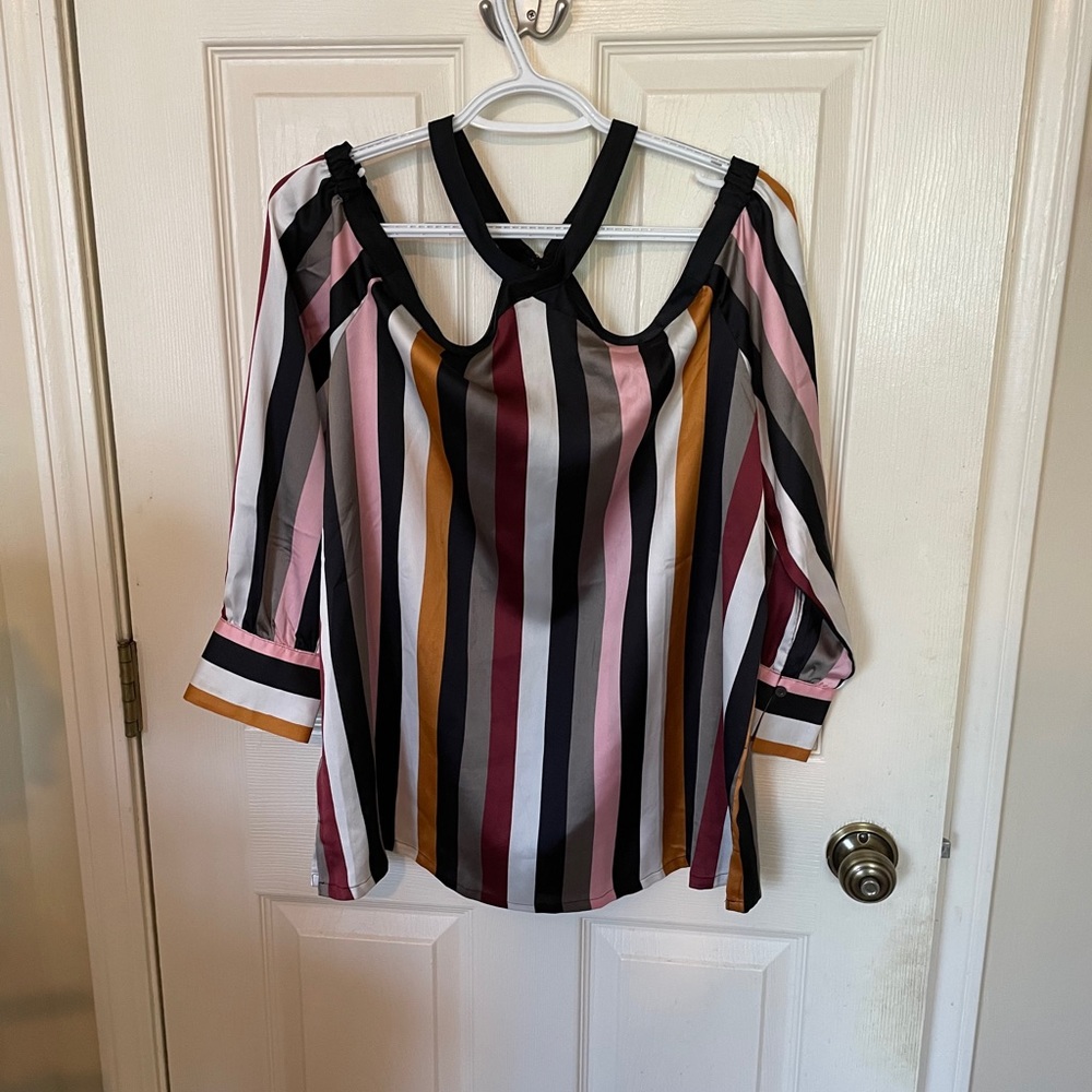 LOFT Cutout Stripe Top
